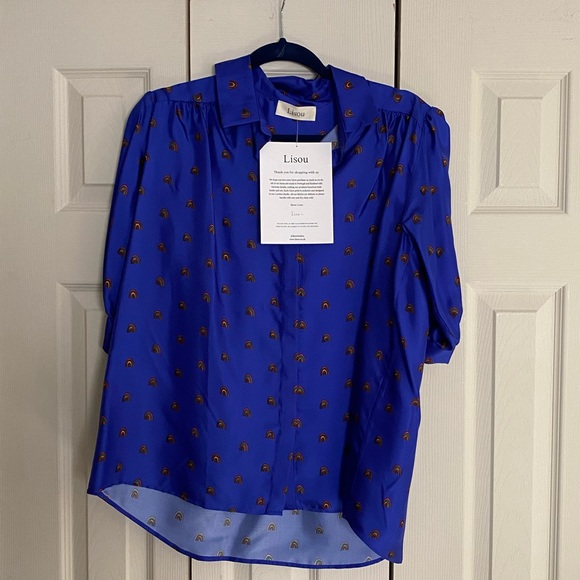 BNWT Lisou Betty Blue Rainbow Blouse. Sz 14UK/US 10. ASO Kate Middleton - Picture 3 of 9